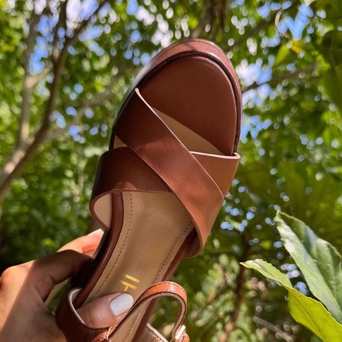 Rylee - Brown Platform Leather Sandals