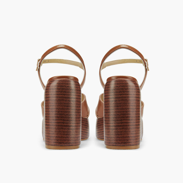 Rylee - Brown Platform Leather Sandals