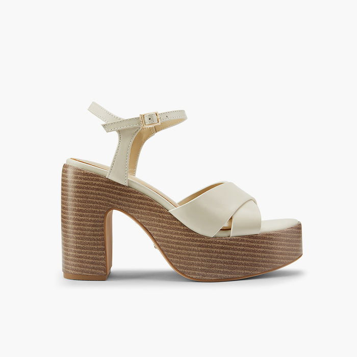 Rylee - Ivory Platform Leather Sandals