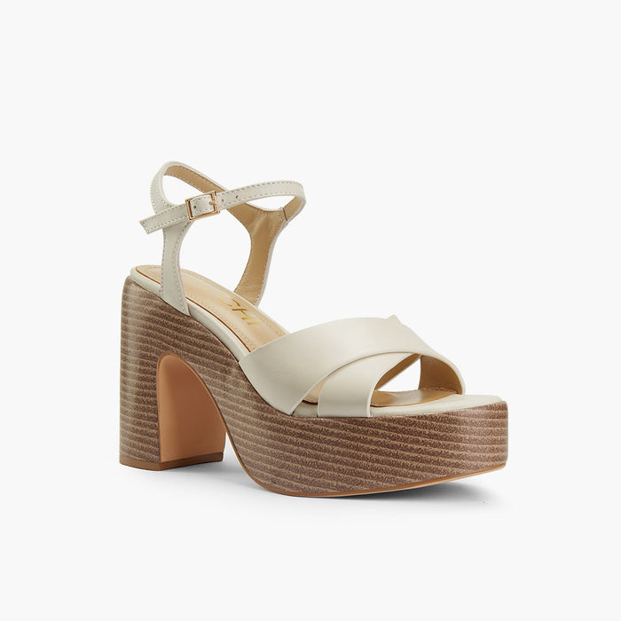Rylee - Ivory Platform Leather Sandals