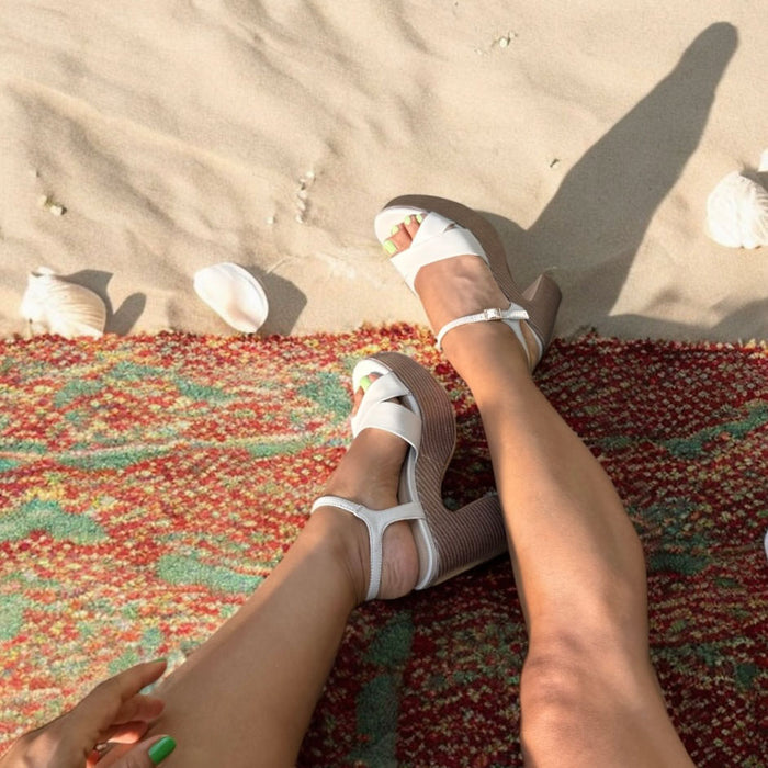 Rylee - Ivory Platform Leather Sandals