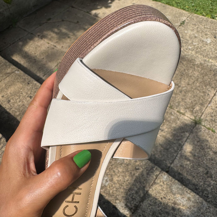 Rylee - Ivory Platform Leather Sandals