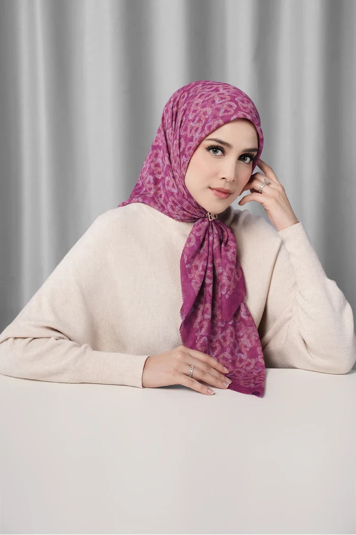 samla de fleur scarf in boysenberry by buttonscarves front view
