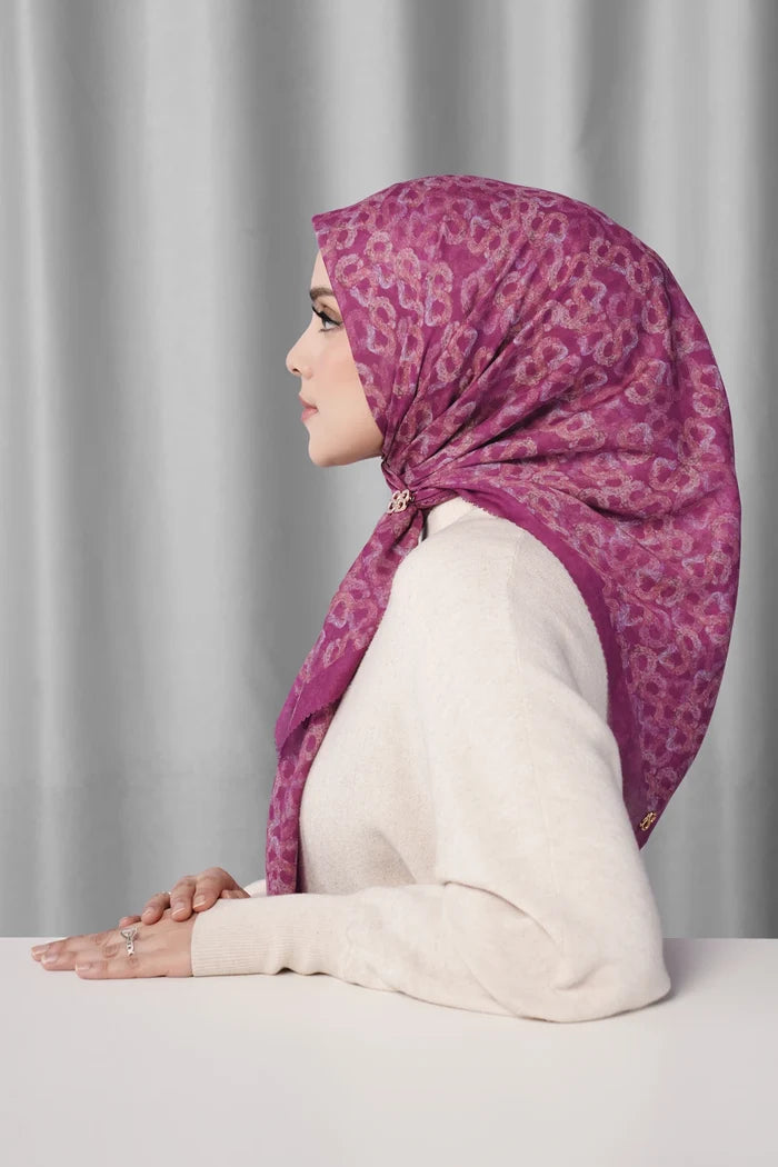 samla de fleur scarf in boysenberry by buttonscarves side view