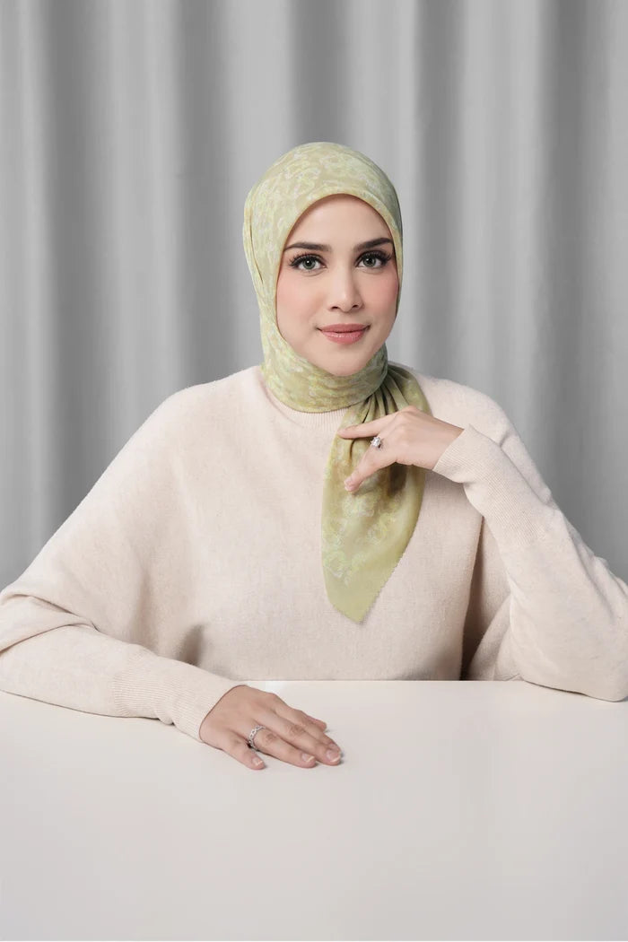 samle de fleur scarf in pale khaki by buttonscarves front view