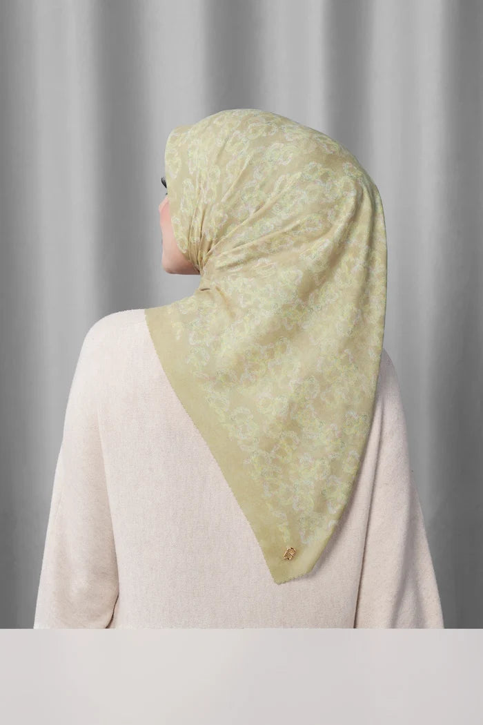 samle de fleur scarf in pale khaki by buttonscarves back view