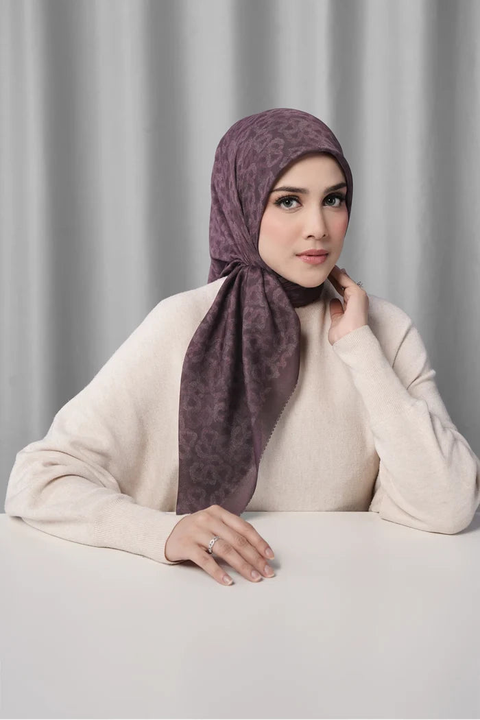 samla de fleur scarf in plum by buttonscarves front view
