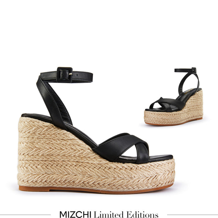SANLY - black x-strap espadrille