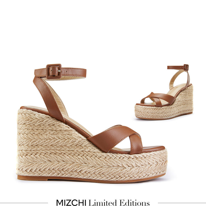 SANLY - brown x-strap espadrille