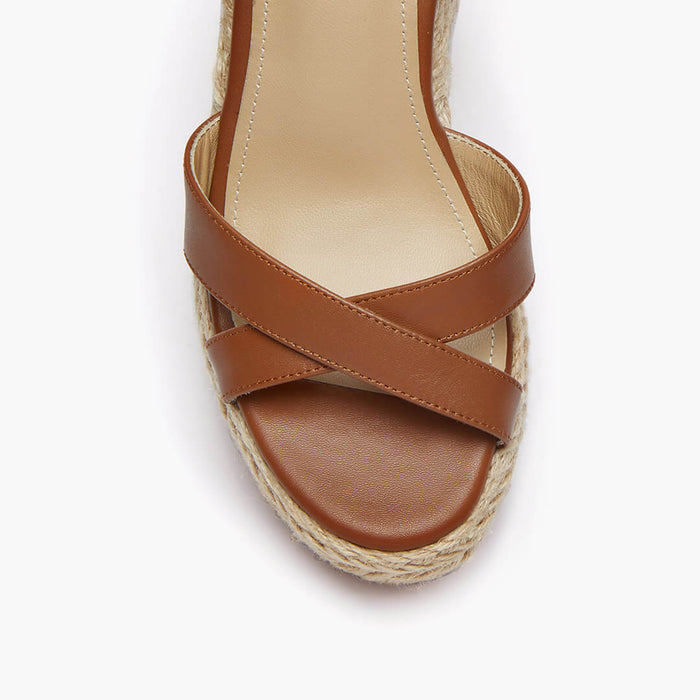 SANLY - brown x-strap espadrille