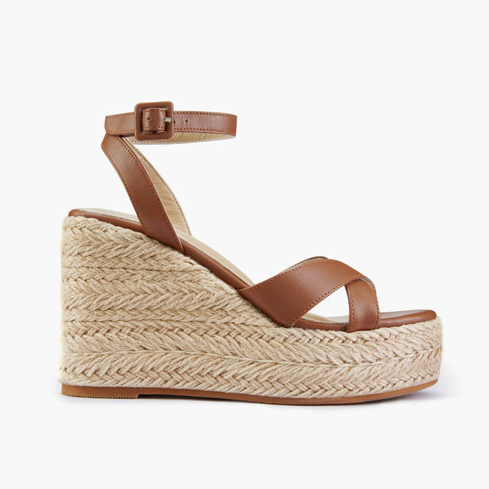 SANLY - brown x-strap espadrille
