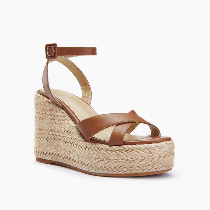 SANLY - brown x-strap espadrille