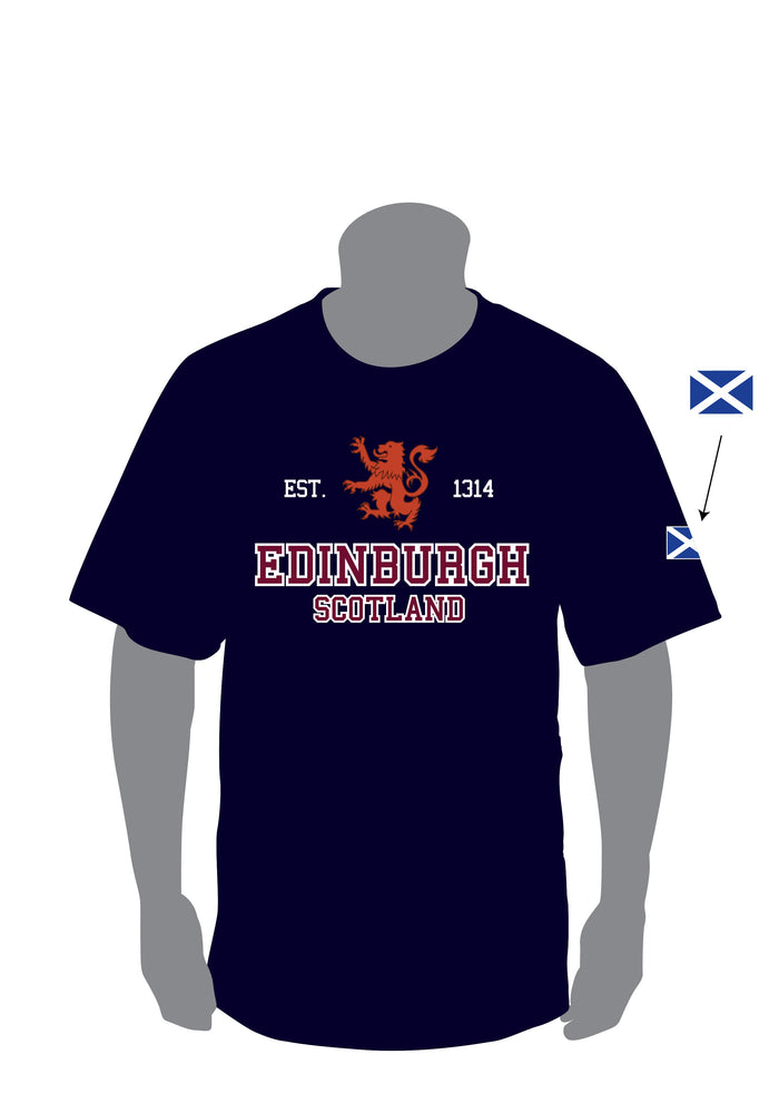 Scotland Est 1314 Edinburgh Applique T-Shirt | Premium Quality Short Sleeve Tee with Bold Applique Detailing | Comfortable, Durable & Stylish Scottish Heritage Top | Everyday Wear, Gift & Souvenir