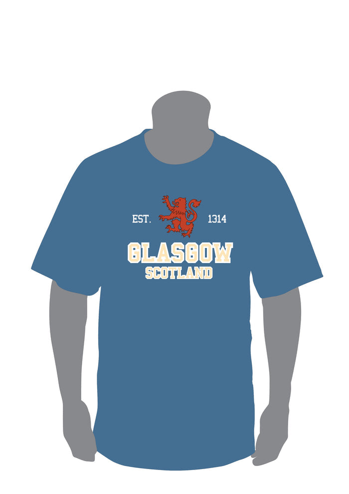 Scotland Est 1314 Glasgow Applique T-Shirt | Premium Quality Short Sleeve Tee with Bold Stitched Heritage Design | Comfortable, Durable & Stylish Scottish Pride Top | Everyday Wear, Souvenir & Gift