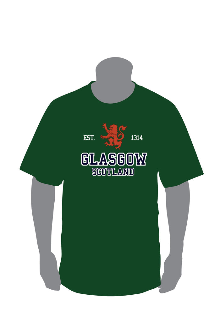Scotland Est 1314 Glasgow Applique T-Shirt | Premium Quality Short Sleeve Tee with Bold Stitched Heritage Design | Comfortable, Durable & Stylish Scottish Pride Top | Everyday Wear, Souvenir & Gift