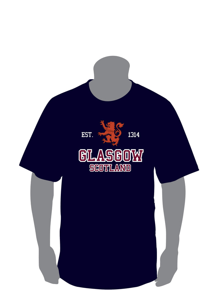Scotland Est 1314 Glasgow Applique T-Shirt | Premium Quality Short Sleeve Tee with Bold Stitched Heritage Design | Comfortable, Durable & Stylish Scottish Pride Top | Everyday Wear, Souvenir & Gift