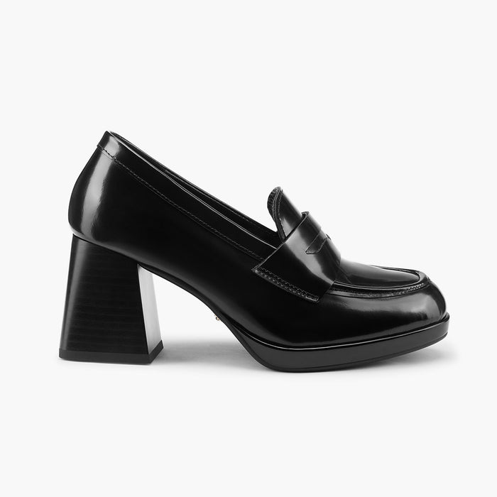 SHARE BLACK - platform heel brogue