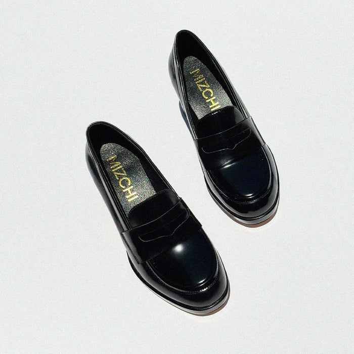 SHARE BLACK - platform heel brogue