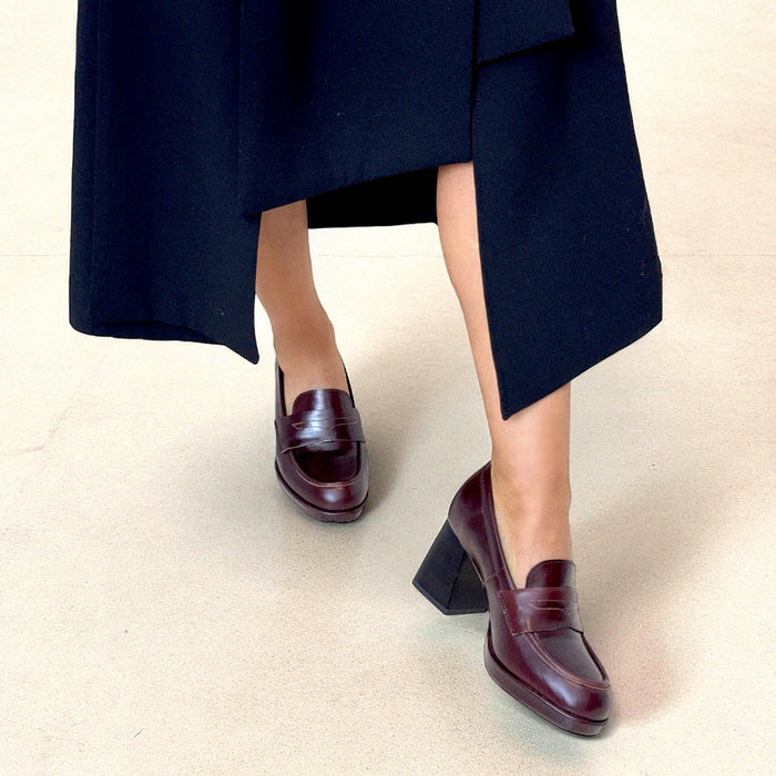SHARE BROWN - platform heel brogue