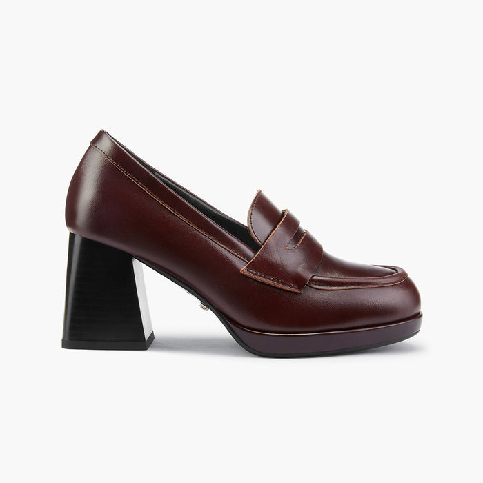SHARE BROWN - platform heel brogue
