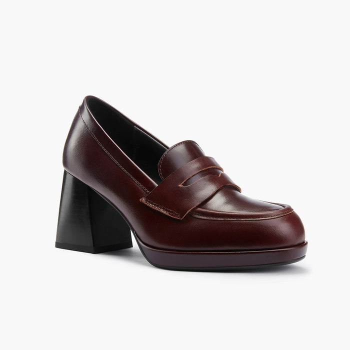 SHARE BROWN - platform heel brogue