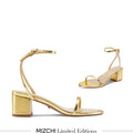 Shiloh Gold Chunky Block Heel - Strappy Sandals