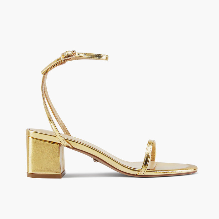 Shiloh Gold Chunky Block Heel - Strappy Sandals