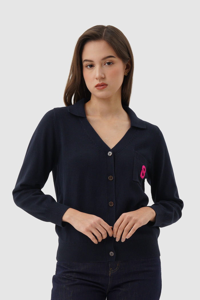 signature cardigan in navy by buttonscarves