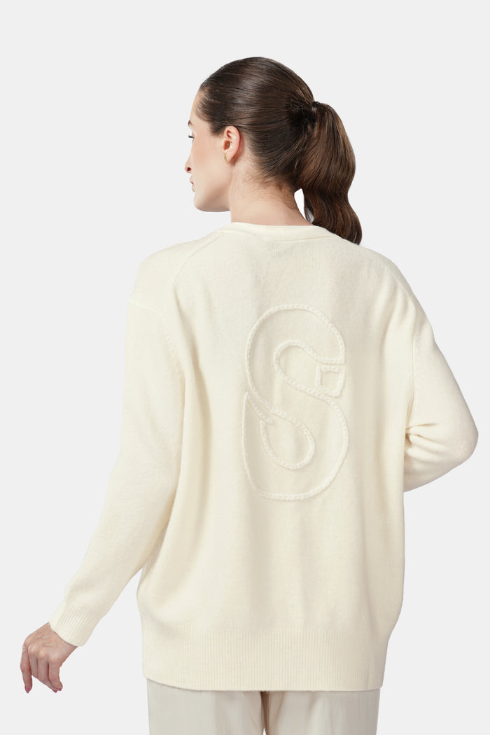 Signature Wool Cardigan - White