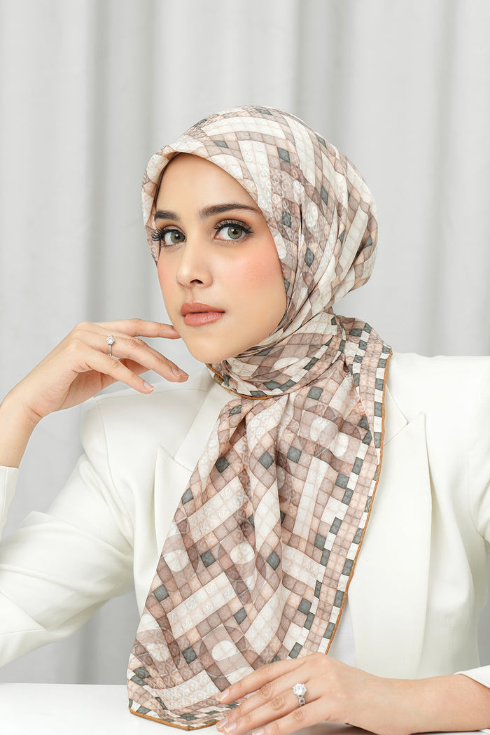 Silk Jacquard Square - Webbing Taupe & Gold