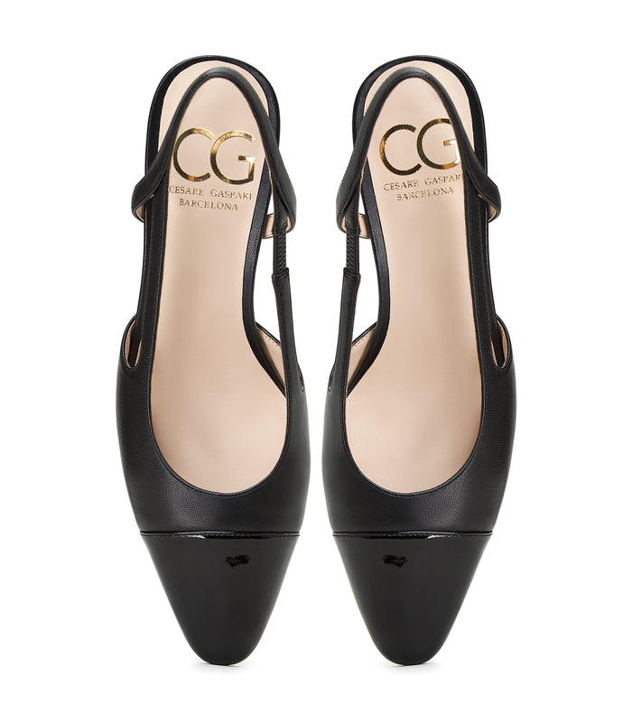 Slingback Block Heels Pumps Jasmine - Black