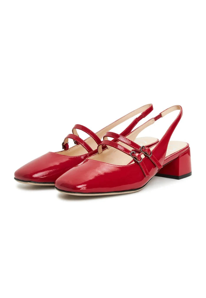 A stylish pair of red slingback block heels with Mar y Sol pumps, a must-have in women's fashion footwear.