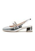 Slingback Block Heels Pumps Mar y Sol - Silver