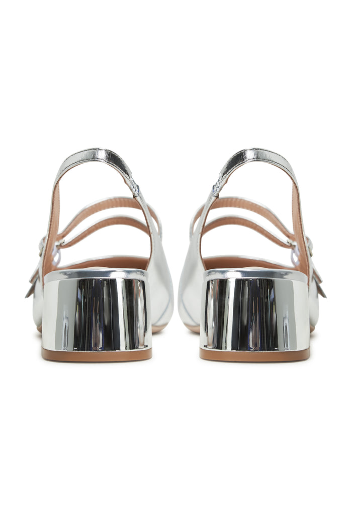 Slingback Block Heels Pumps Mar y Sol - Silver