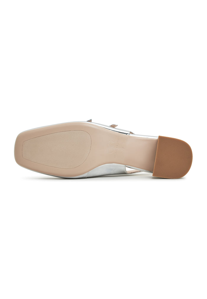 Slingback Block Heels Pumps Mar y Sol - Silver