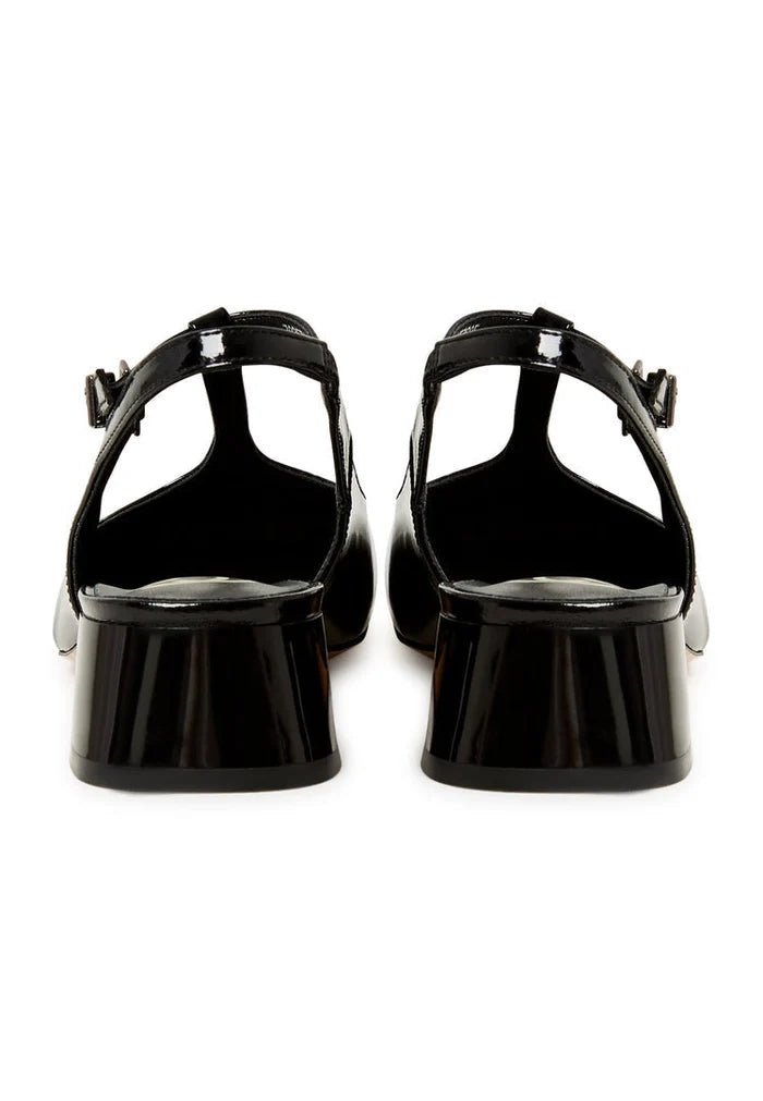A stylish pair of black slingback pumps featuring the trendy Irina design, perfect for adding sophistication to any outfit.