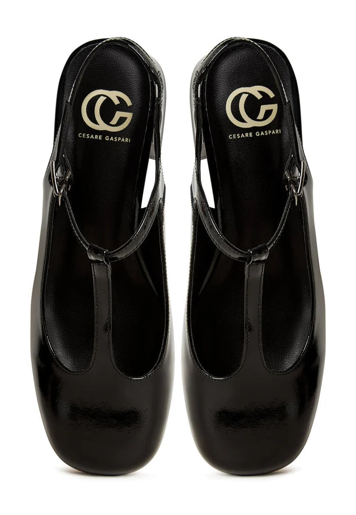 A stylish pair of black slingback pumps, the Irina slingback pumps, perfect for any outfit. These designer black pumps are must-have women's slingback heels.