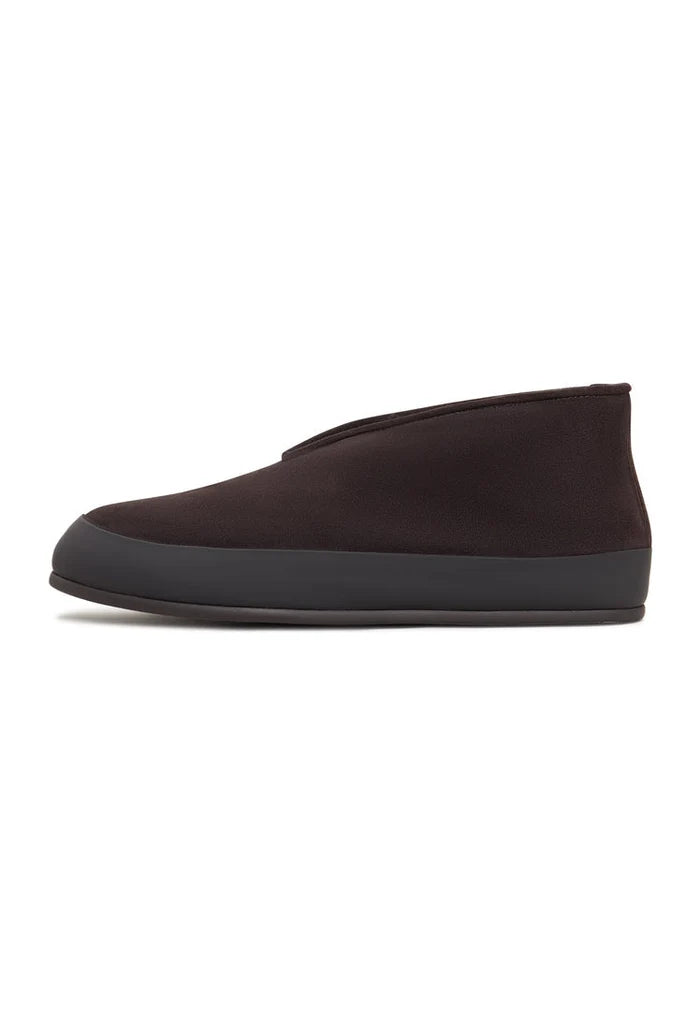 A pair of stylish brown Amara slip-on leather winter boots for women.