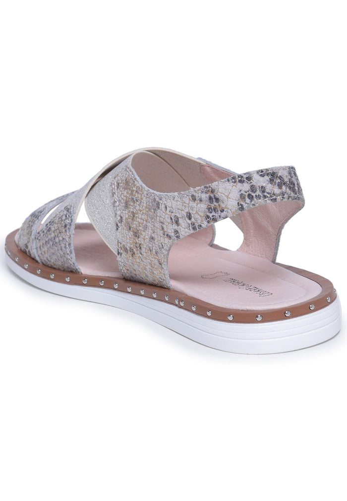 Square Heel Leather Open Toe Sandals