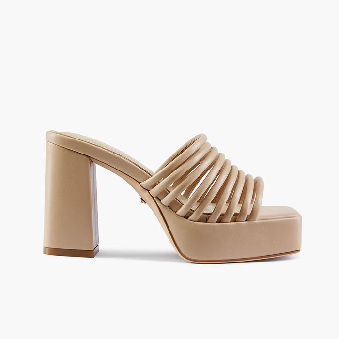 Stella Beige - Platform Mules