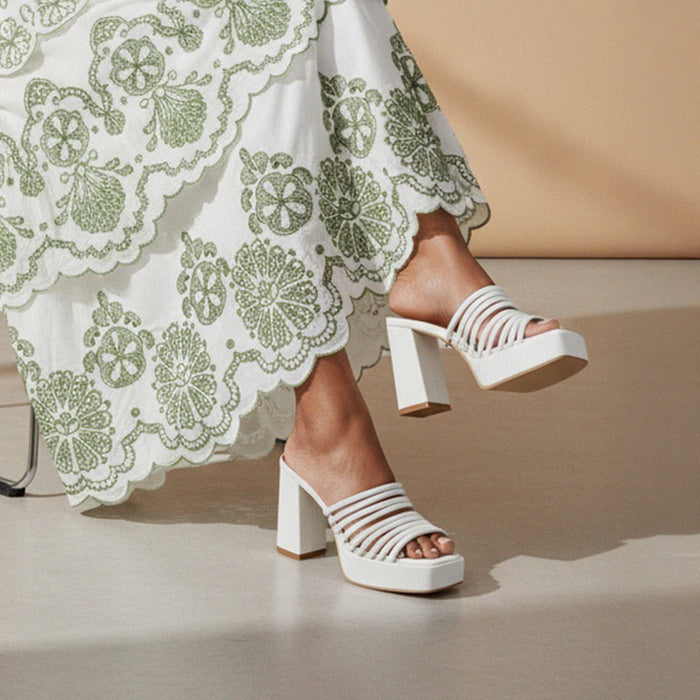 Stella White - Platform Mules