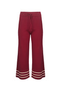 Stripe Bottom Knit Pants - Maroon