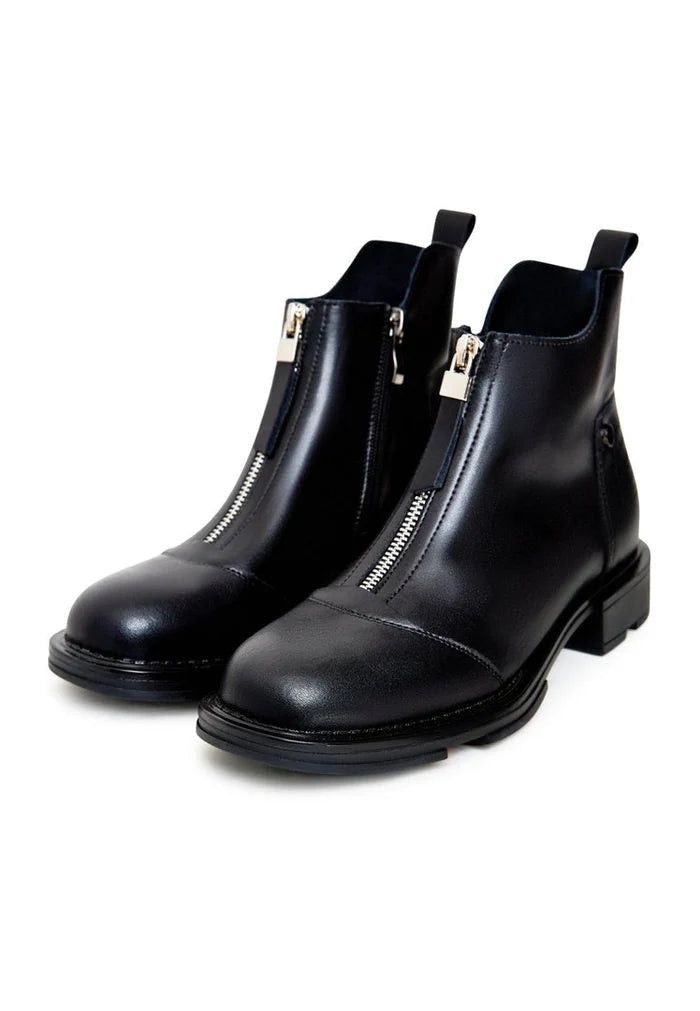 A trendy pair of stylish ankle boots named Antonia in classic black, perfect for women's footwear, showcasing fashionable footwear.