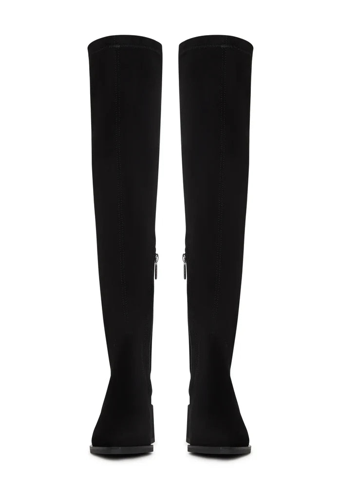 Suede Chic Over-the-Knee Boots - Black