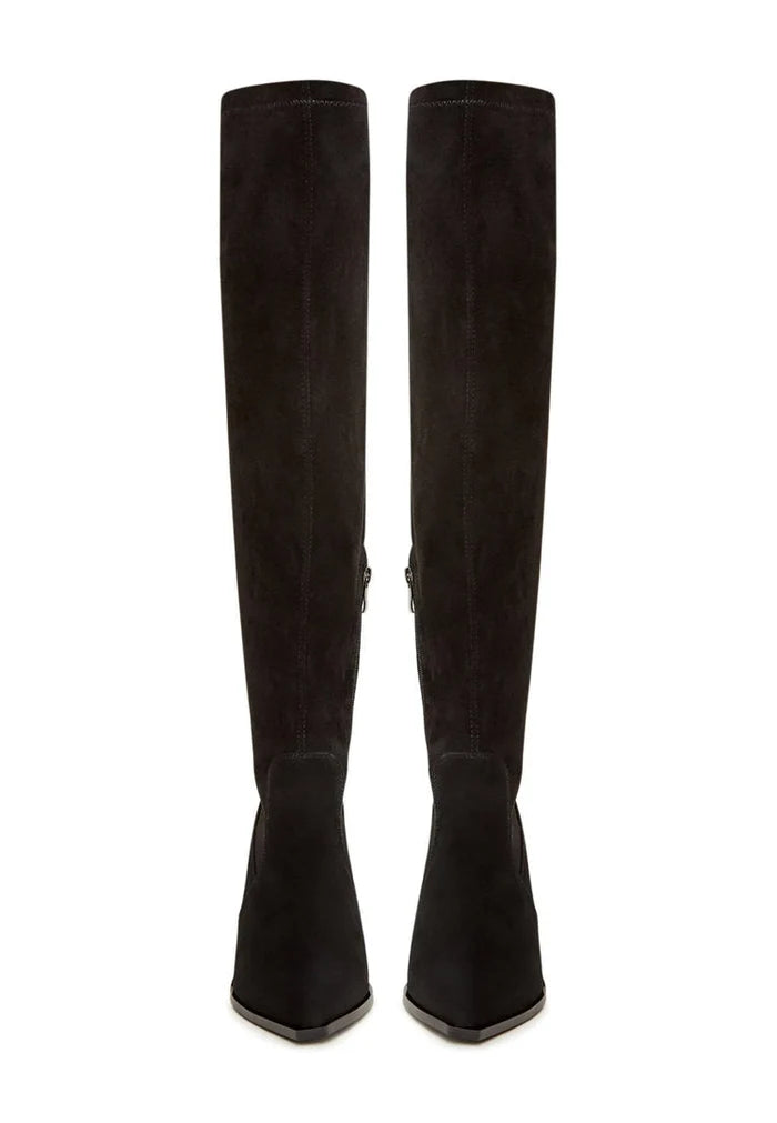 A stylish pair of over-the-knee suede boots, the epitome of chic fashion footwear for women.