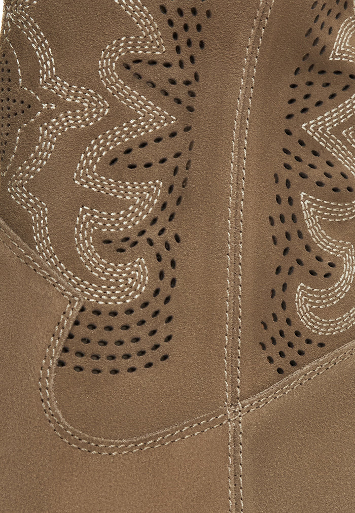 Suede Cowboy Boots Elena - Beige