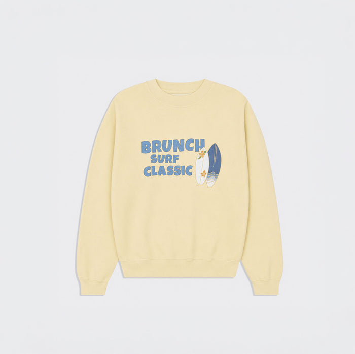 Brunch Summer Crewneck in Pale Yellow french terry, main product image
