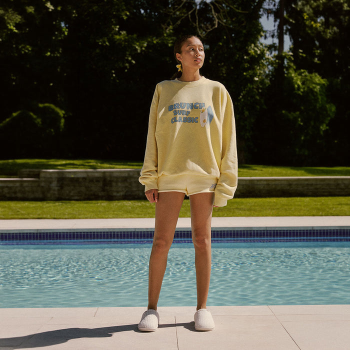 Brunch Summer Crewneck Pale Yellow French Terry, view 2