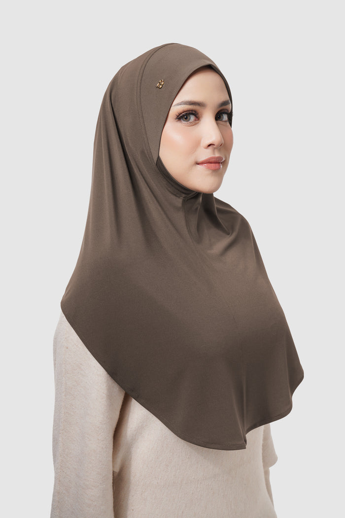 swyft slip on scarf in fudge by buttonscarves side view