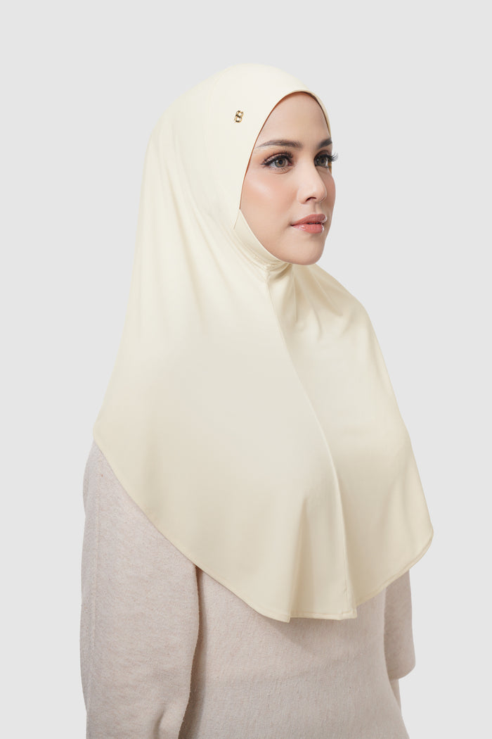 swyft slip on scarf in ivory by buttonscarves side view